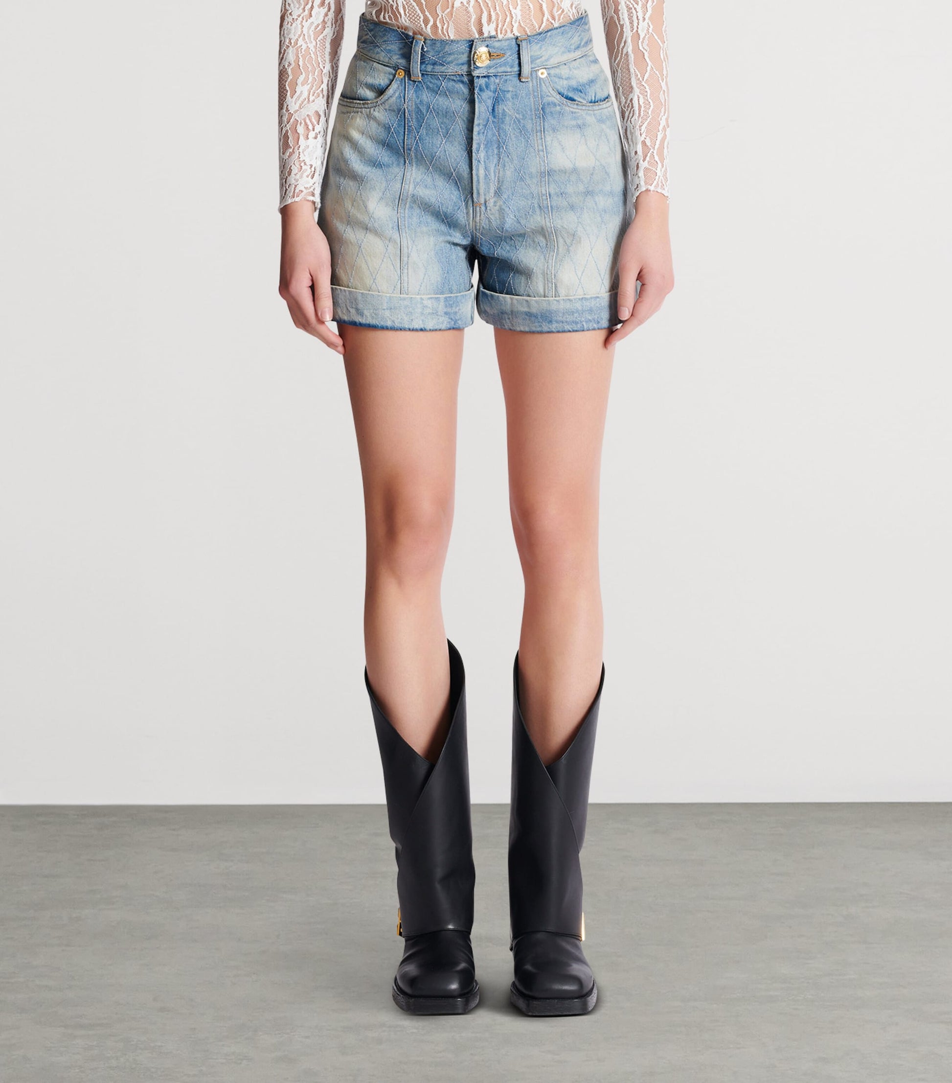 Diamond Denim Shorts