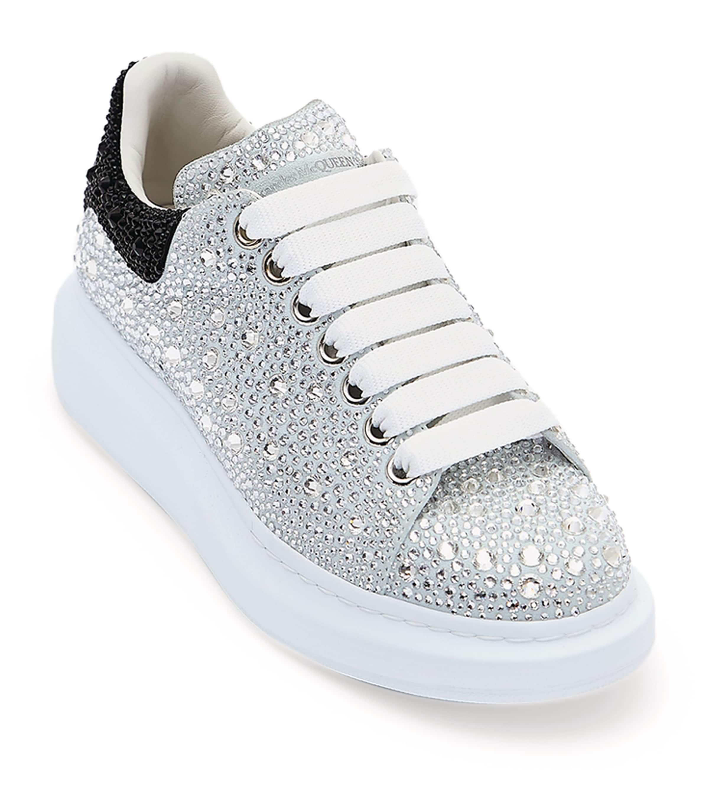 McQueen Nude Leather Crystal-Embellished Oversized Sneakers