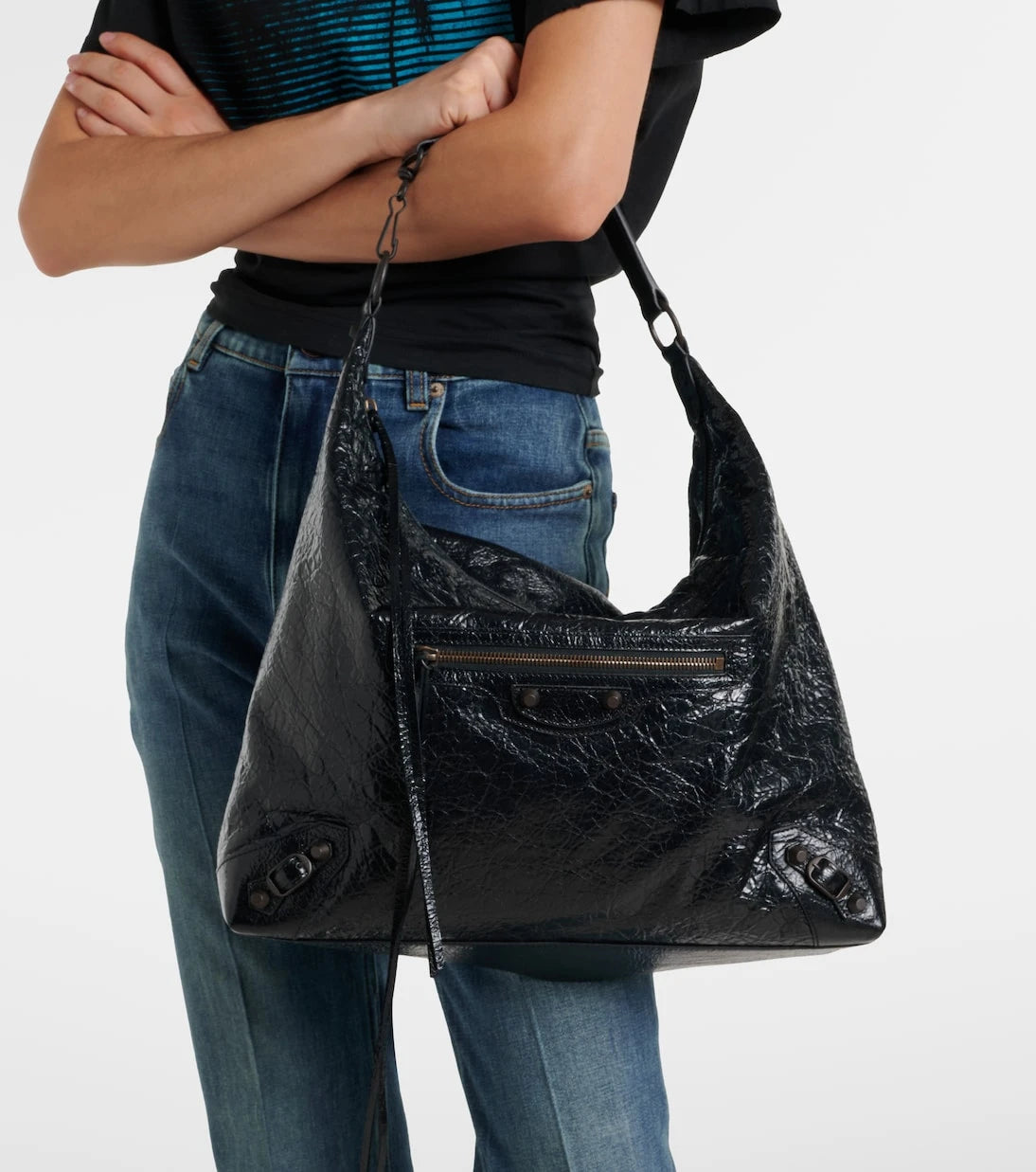 Balenciaga - حقيبة كتف Le City Medium من الجلد