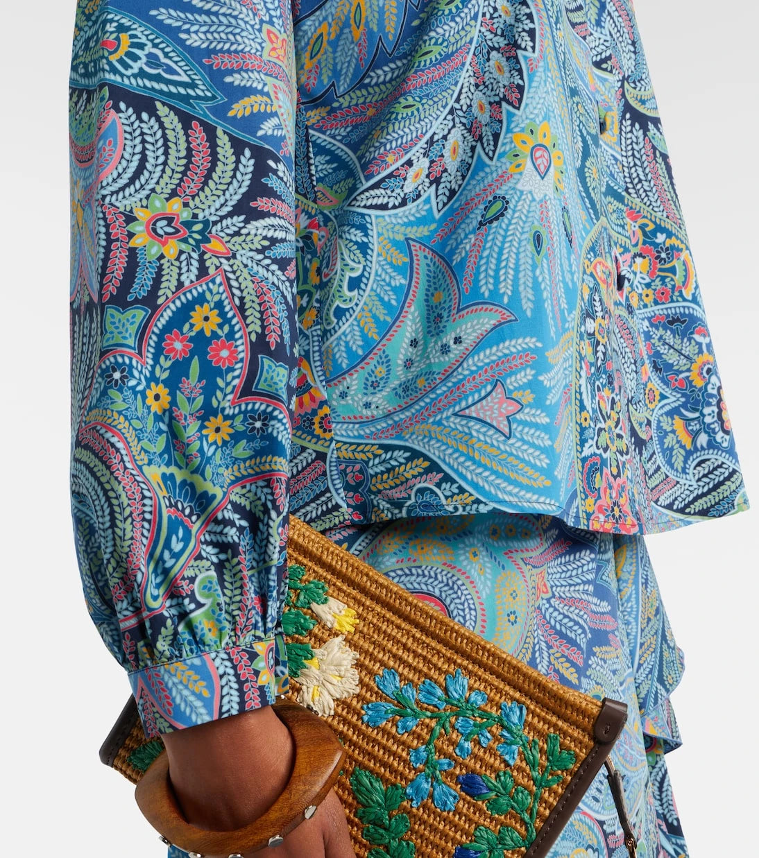 Etro - قميص بيزلي مكشكش من مزيج القطن