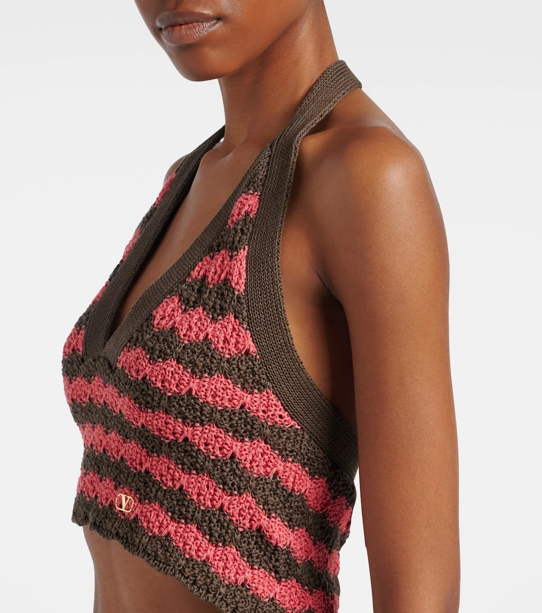 Valentino - Striped knitted cotton crop top