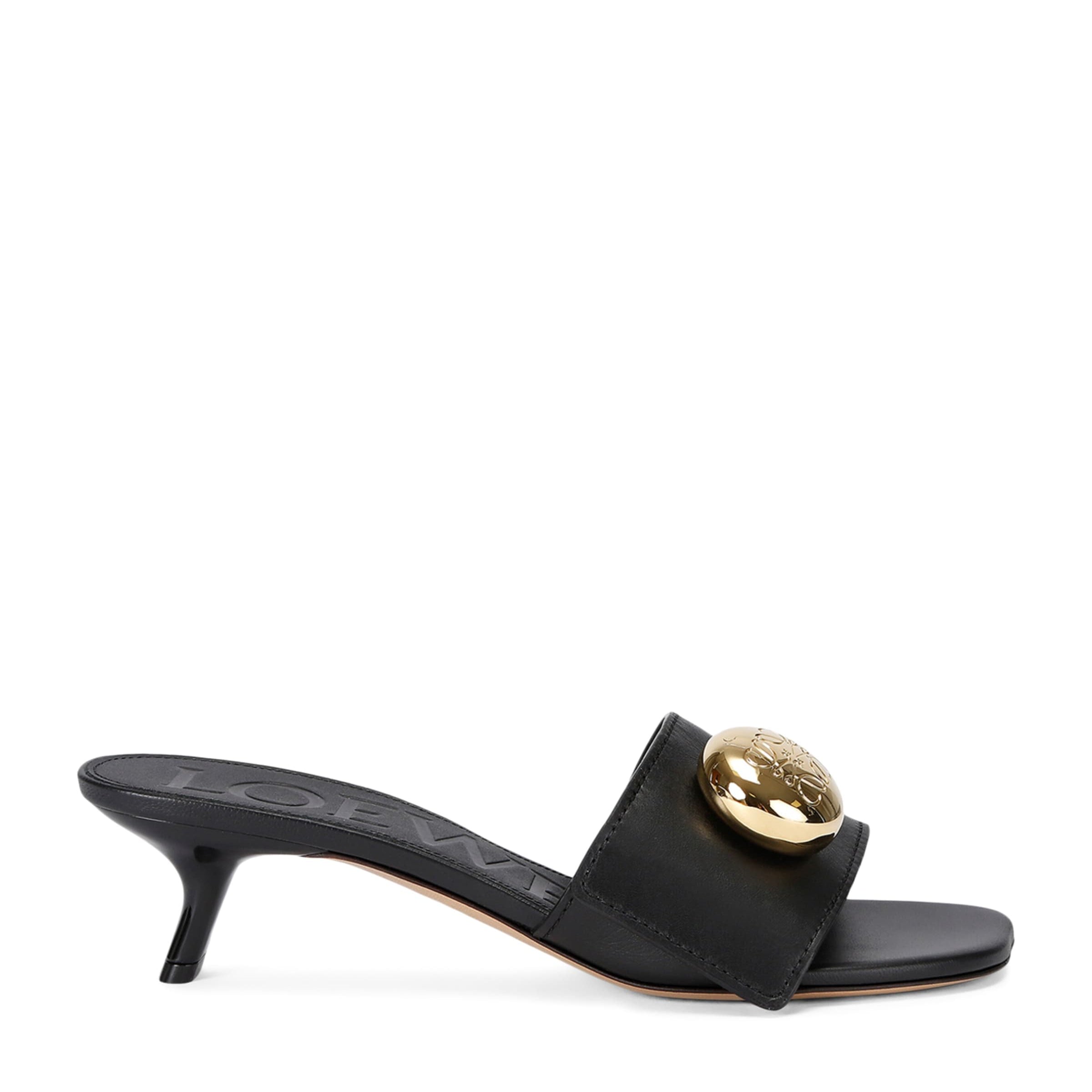 LOEWE Black Leather Pebble Mules 45