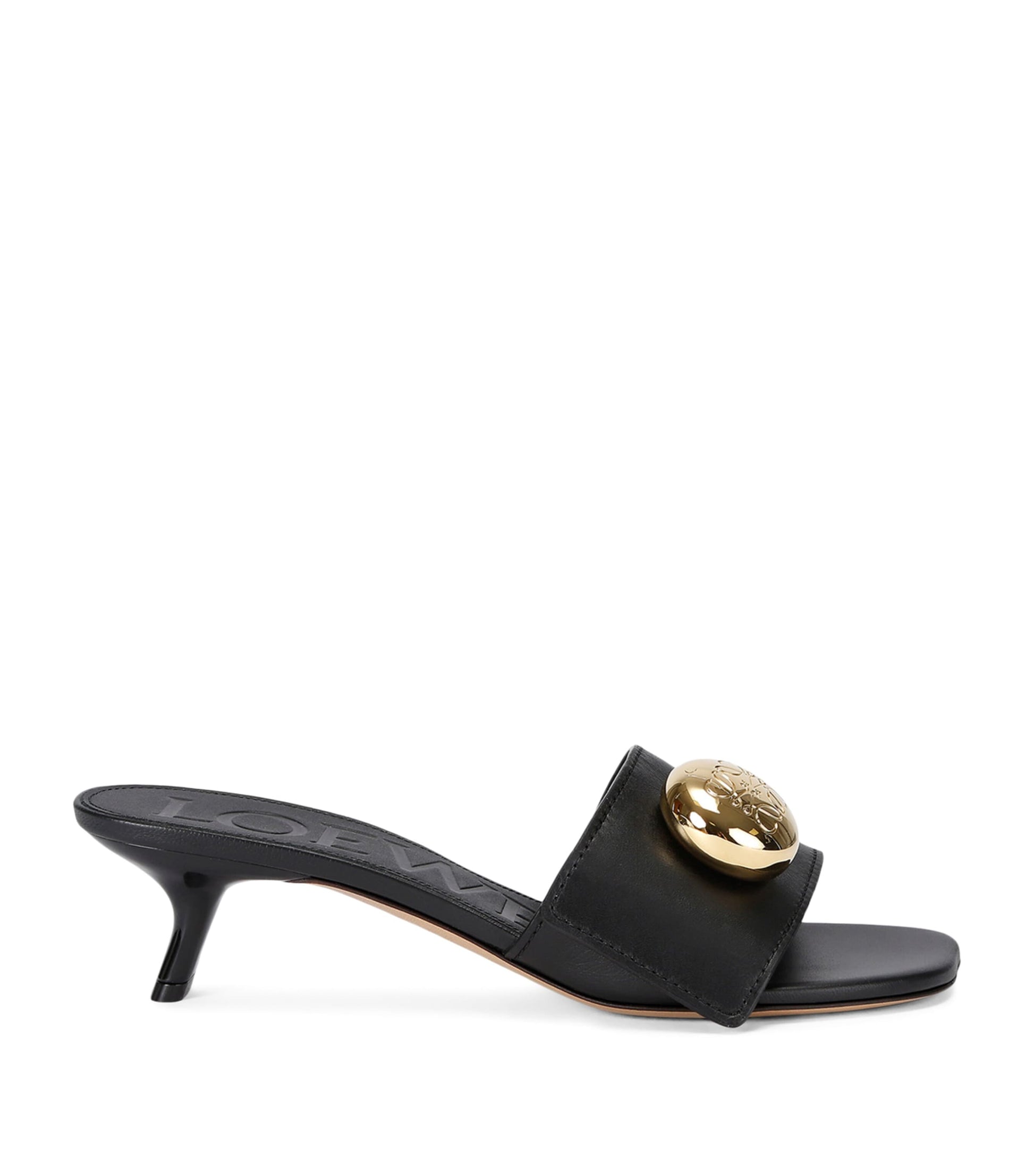 LOEWE Black Leather Pebble Mules 45