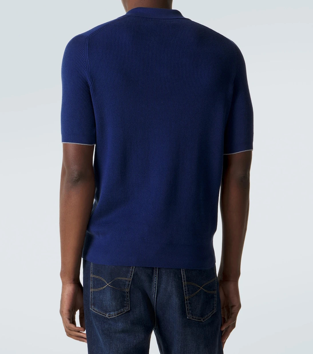 Brunello Cucinelli - Ribbed-knit cotton polo shirt