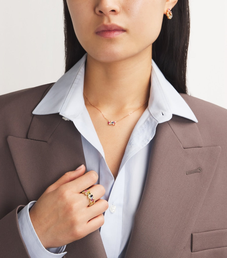 Suzanne Kalan Yellow Gold, Diamond and Sapphire Shimmer Audrey Ring