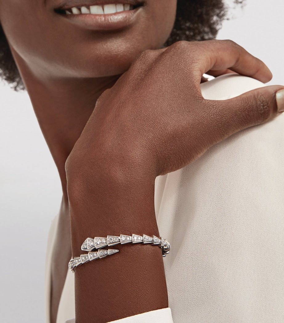 Small White Gold and Diamond Serpenti Viper Bracelet