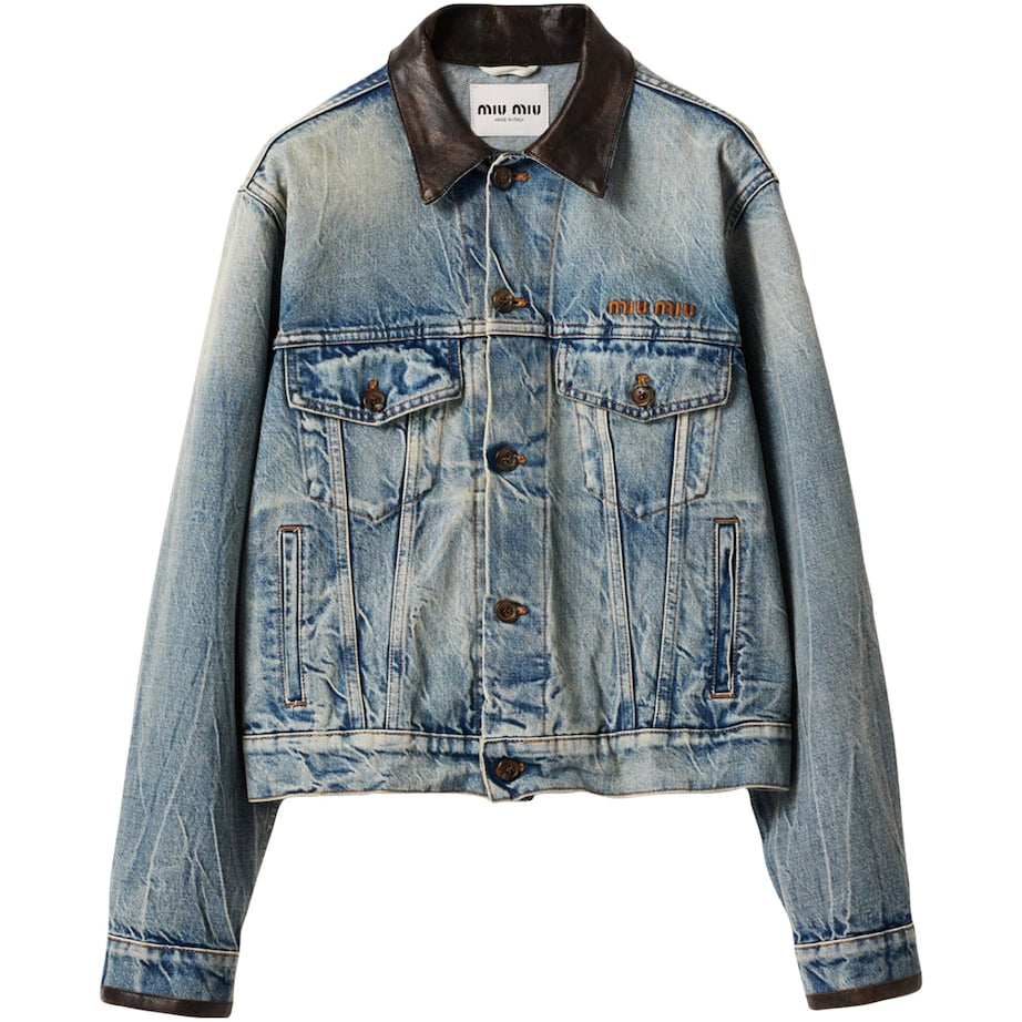 Turquoise Denim Blouson Jacket