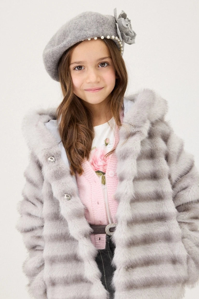 Monnalisa - Embellished floral-appliqué felt beret