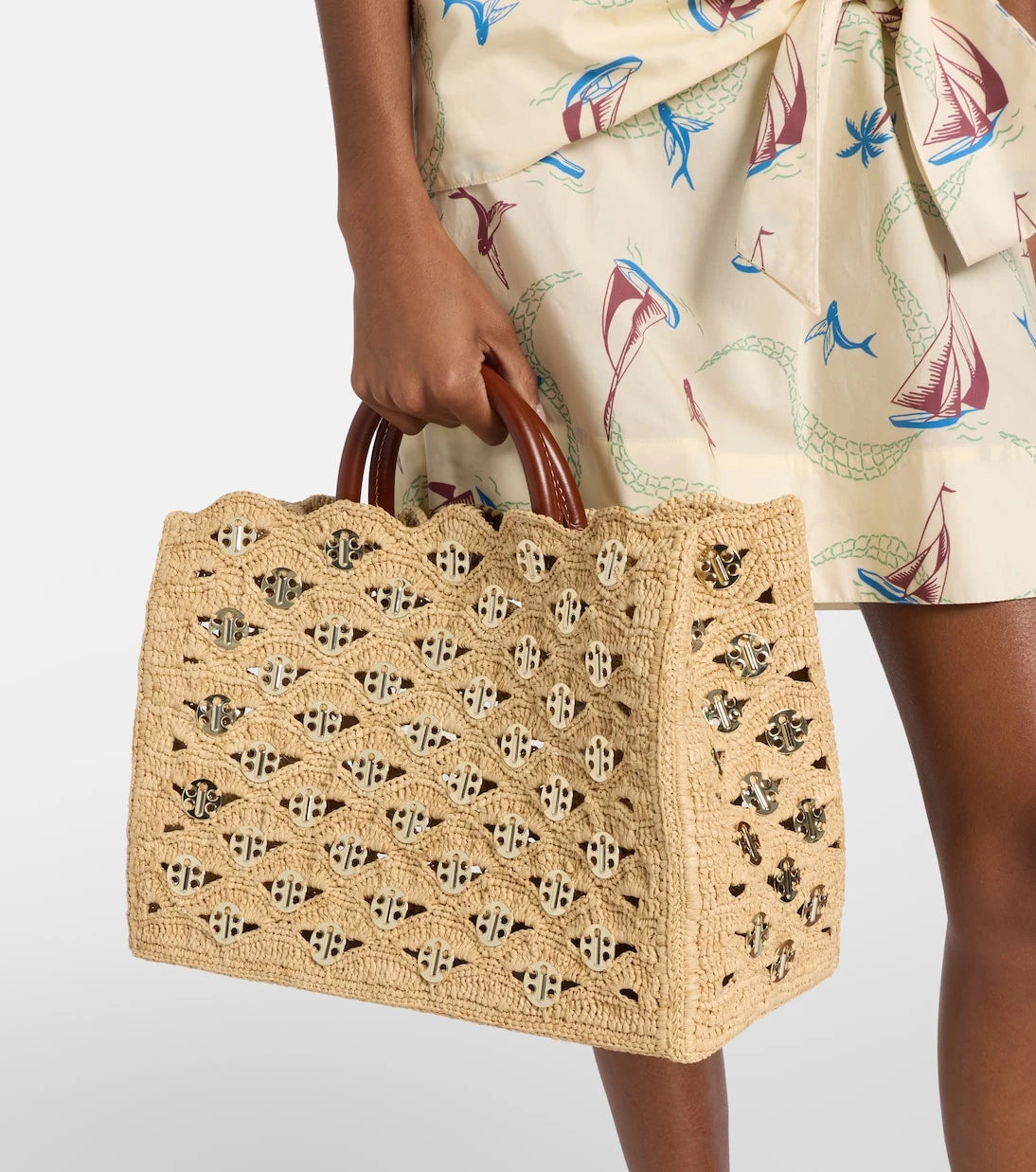 Rabanne - 1969 embellished raffia tote bag