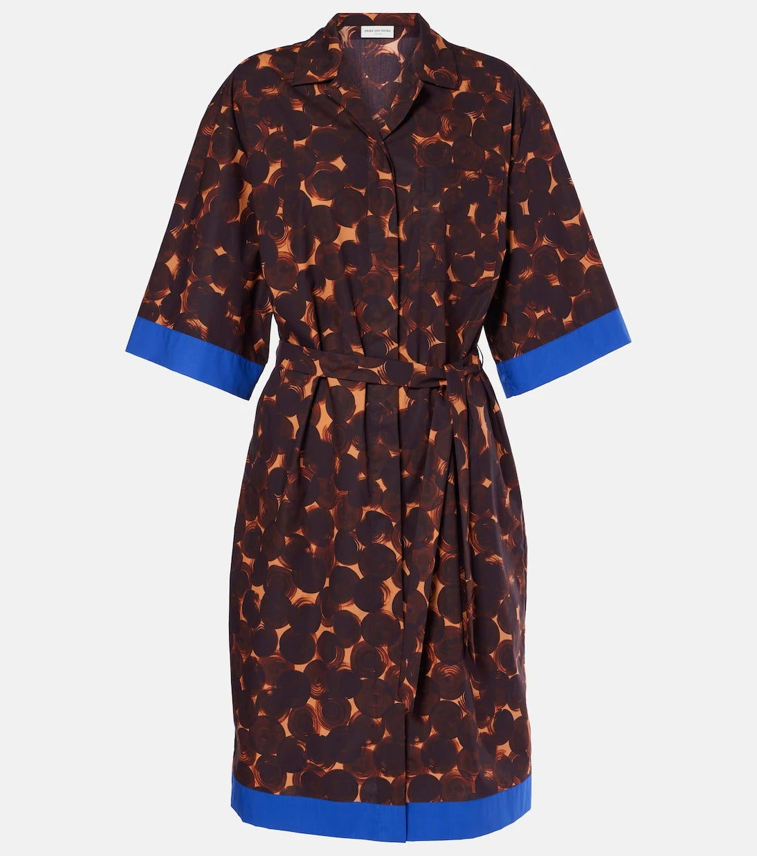 Dries Van Noten - فستان قميص من قطن البوبلين المطبوع