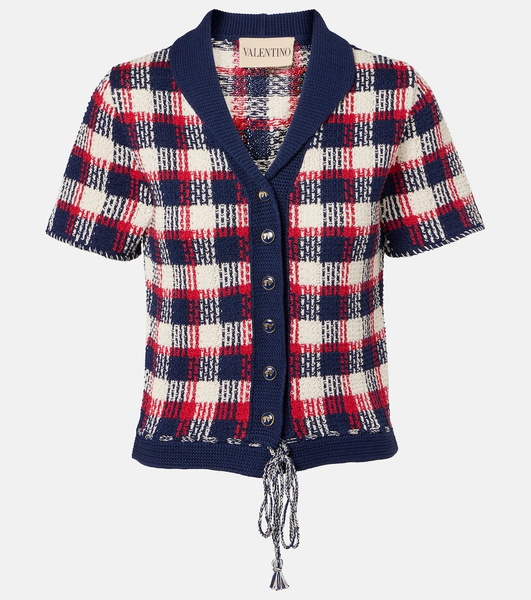 Valentino - Checked cotton cardigan