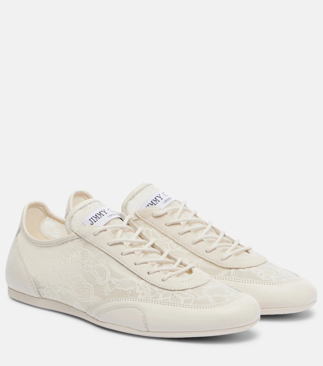 Jimmy Choo - Sunny leather-trimmed lace sneakers