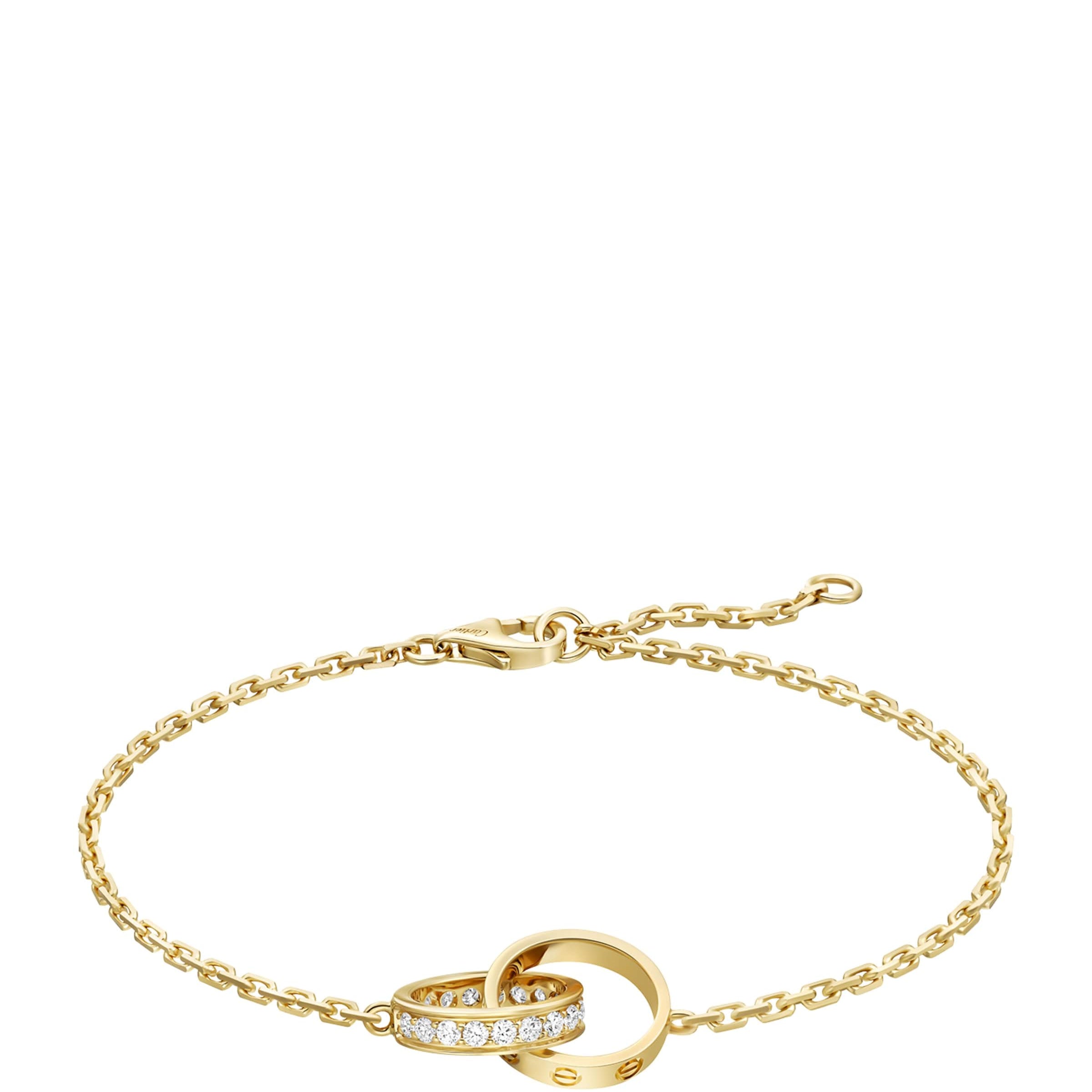 Yellow Gold and Diamond LOVE Chain Bracelet
