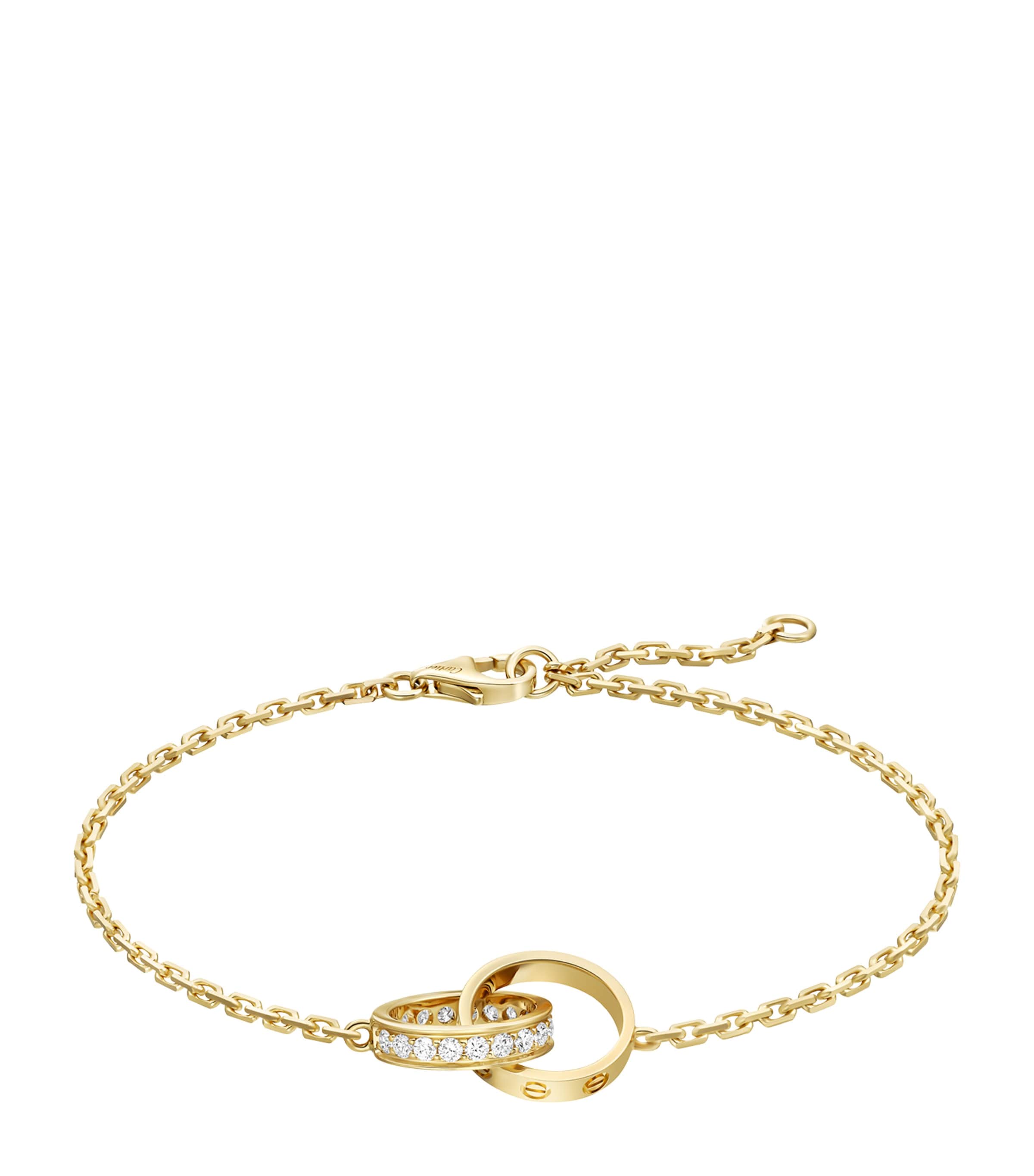 Yellow Gold and Diamond LOVE Chain Bracelet