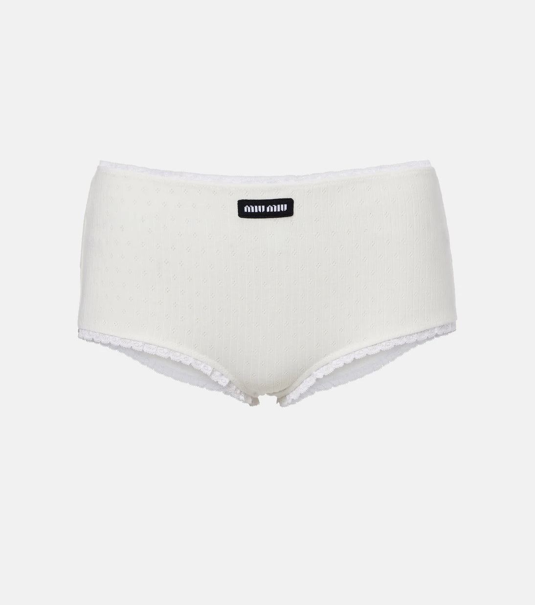 Miu Miu - Pointelle cotton micro shorts