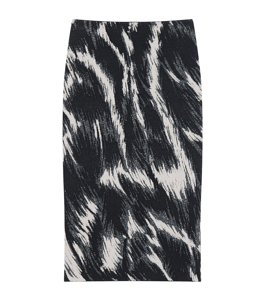 Givenchy Grey Animal Jacquard Pencil Midi Skirt
