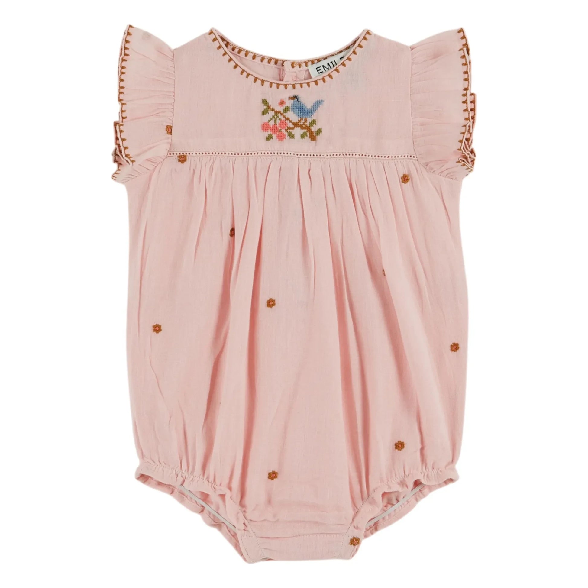 Emile et Ida - Embroidered romper | Pale Pink
