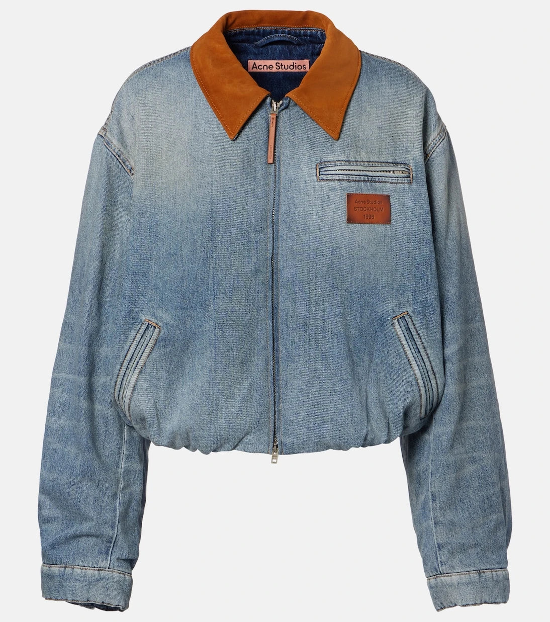 Acne Studios - Okra suede-trimmed denim blouson jacket