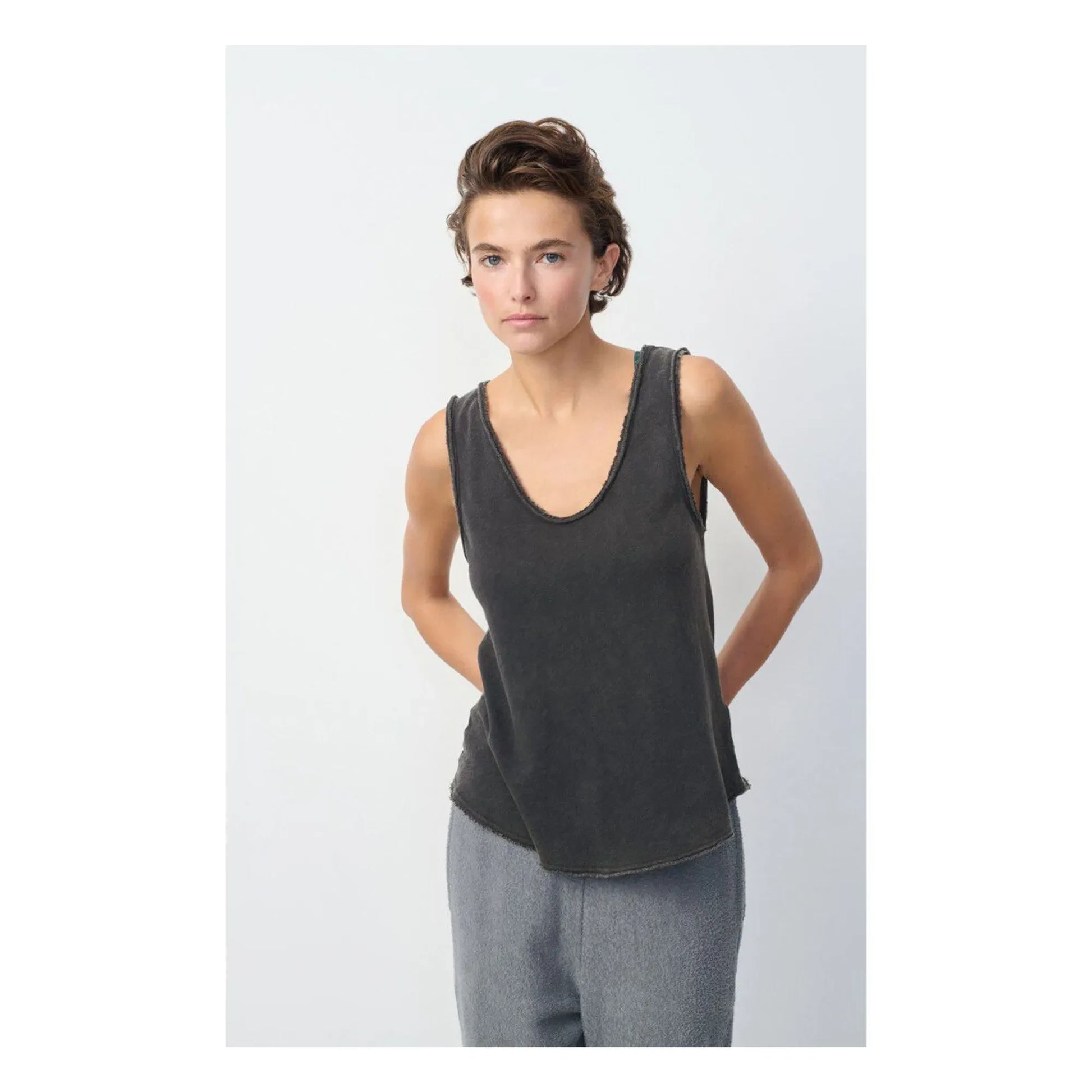 American Vintage - U-neck tank top Sonoma | Black