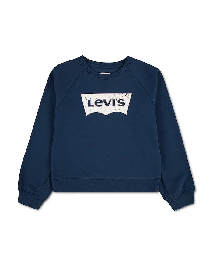 Levi's çocuk pamuklu FLORAL BATWING CREW sweatshirt