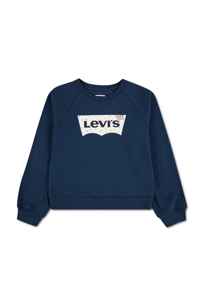 Levi's çocuk pamuklu FLORAL BATWING CREW sweatshirt