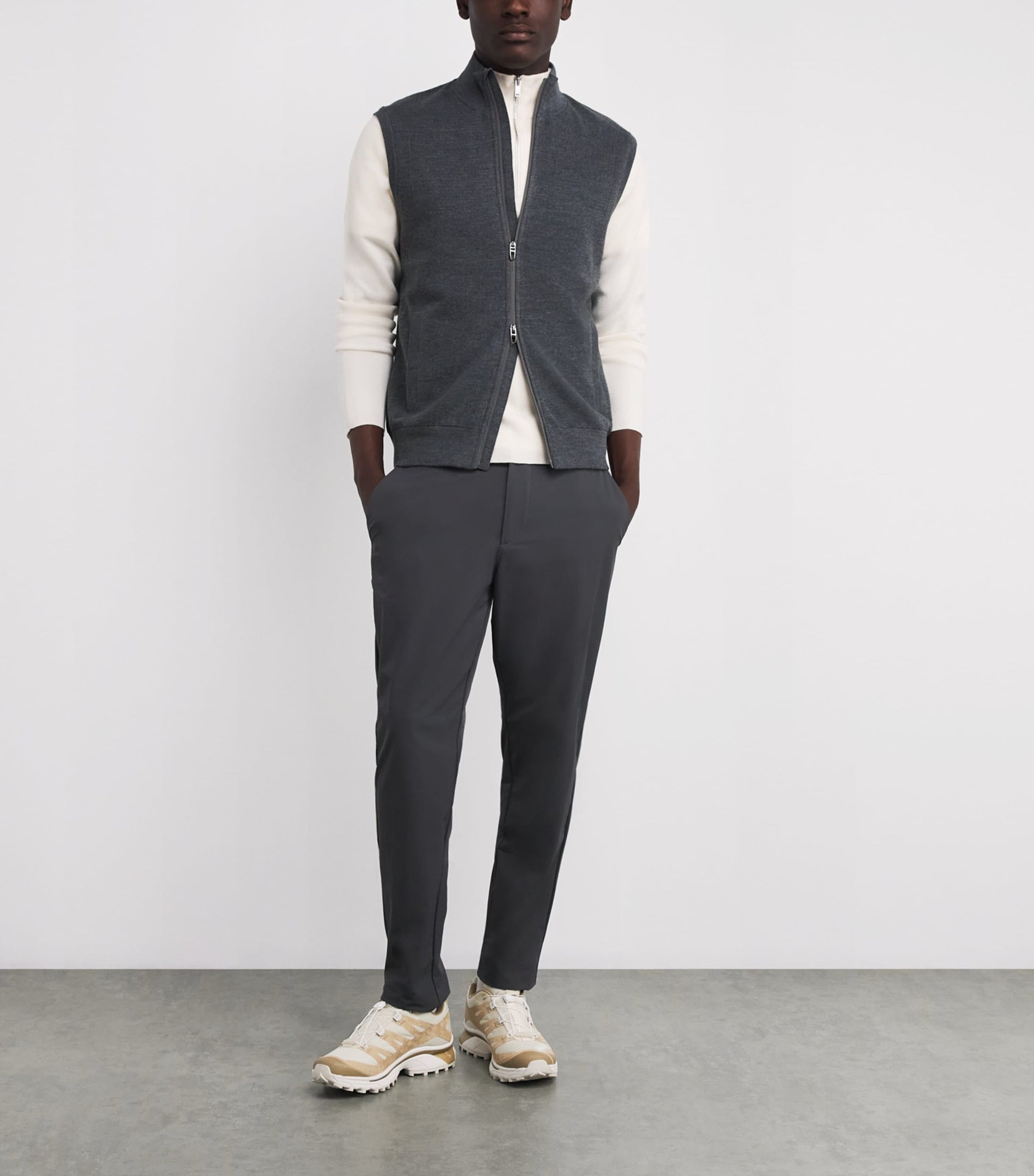 Grey COOLMAX Zip-Up Sweater Vest