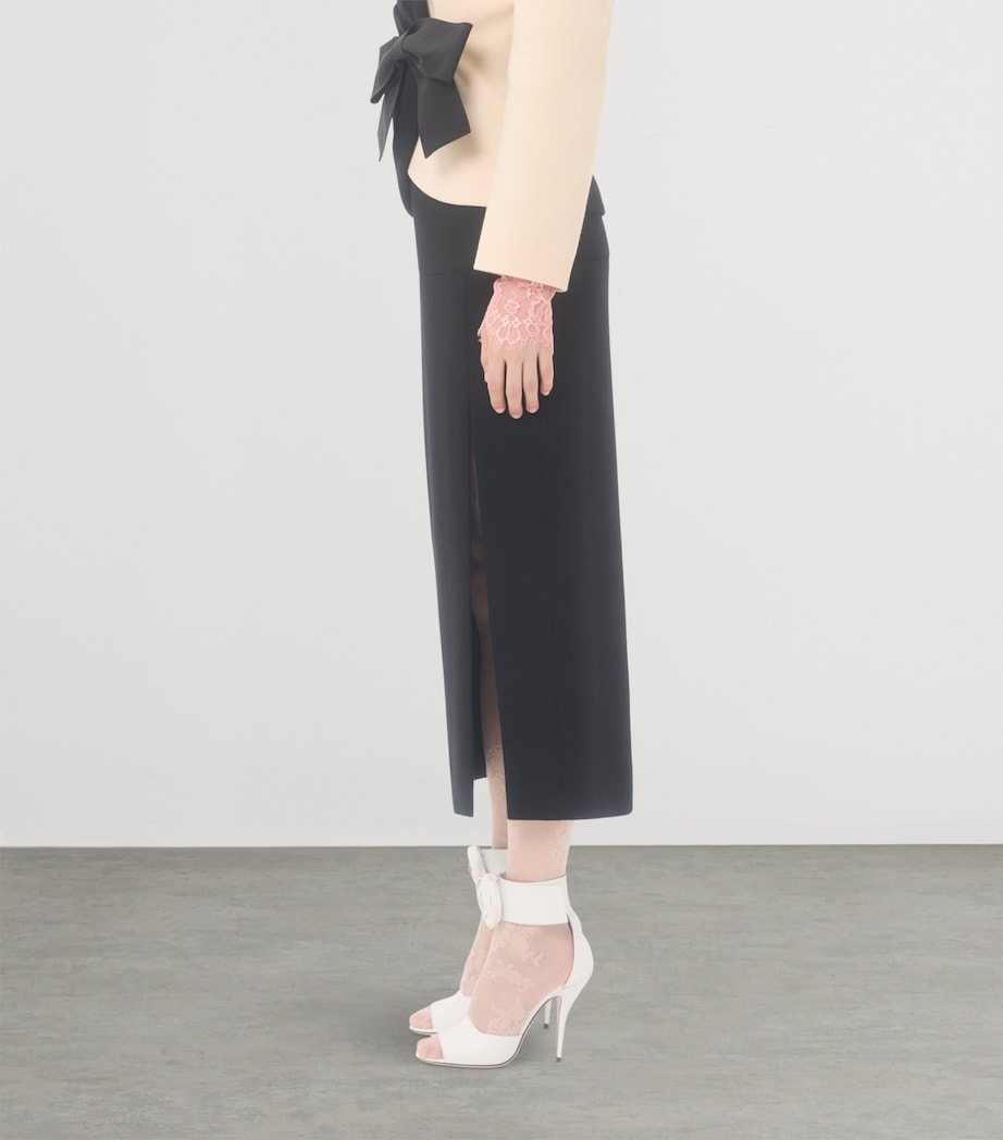 Valentino Black Virgin Wool Midi Skirt