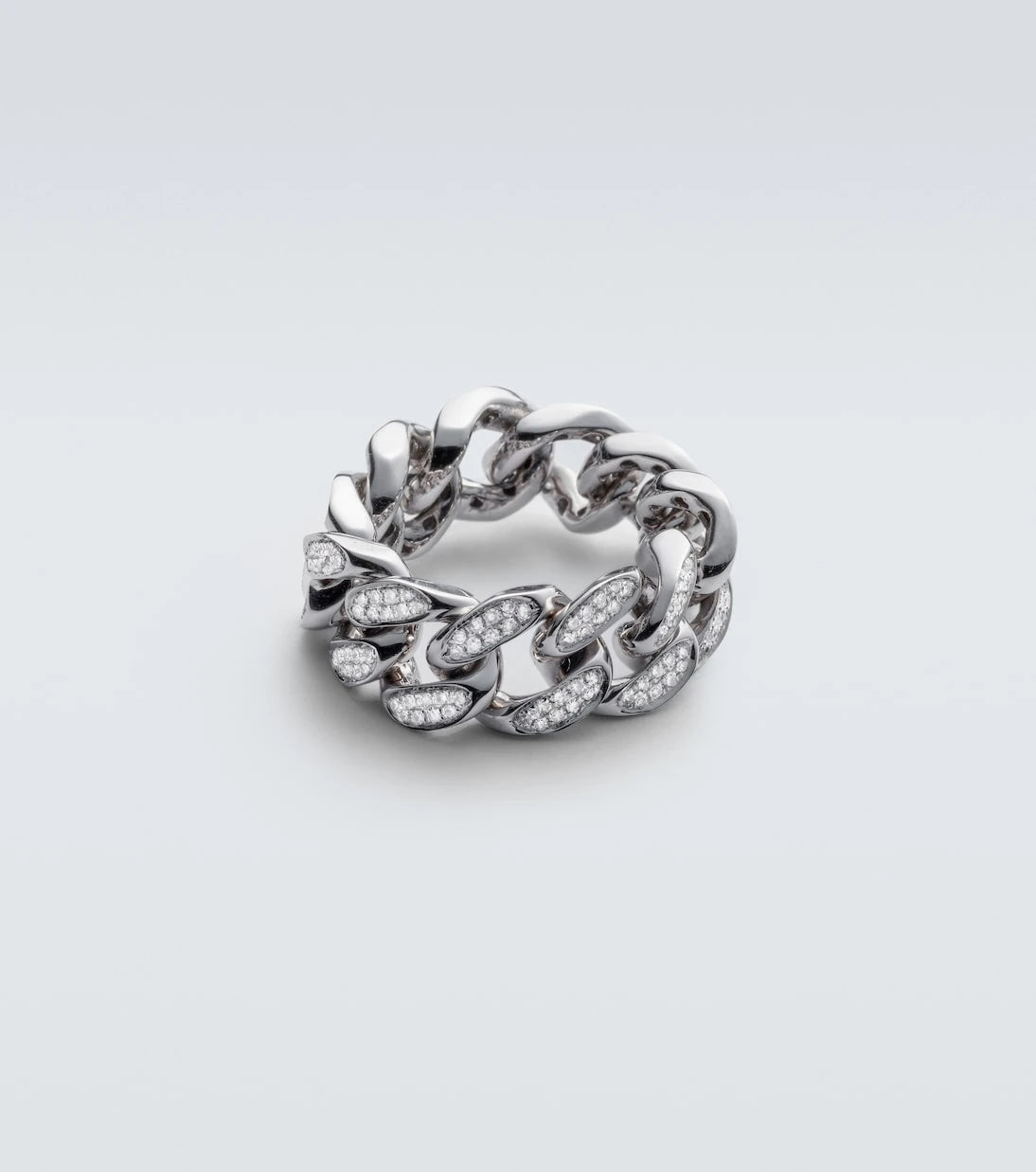 Shay Jewelry - Flat Link 18kt white gold ring with diamonds