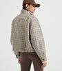 Brunello Cucinelli Brown Virgin Wool Check Bomber Jacket