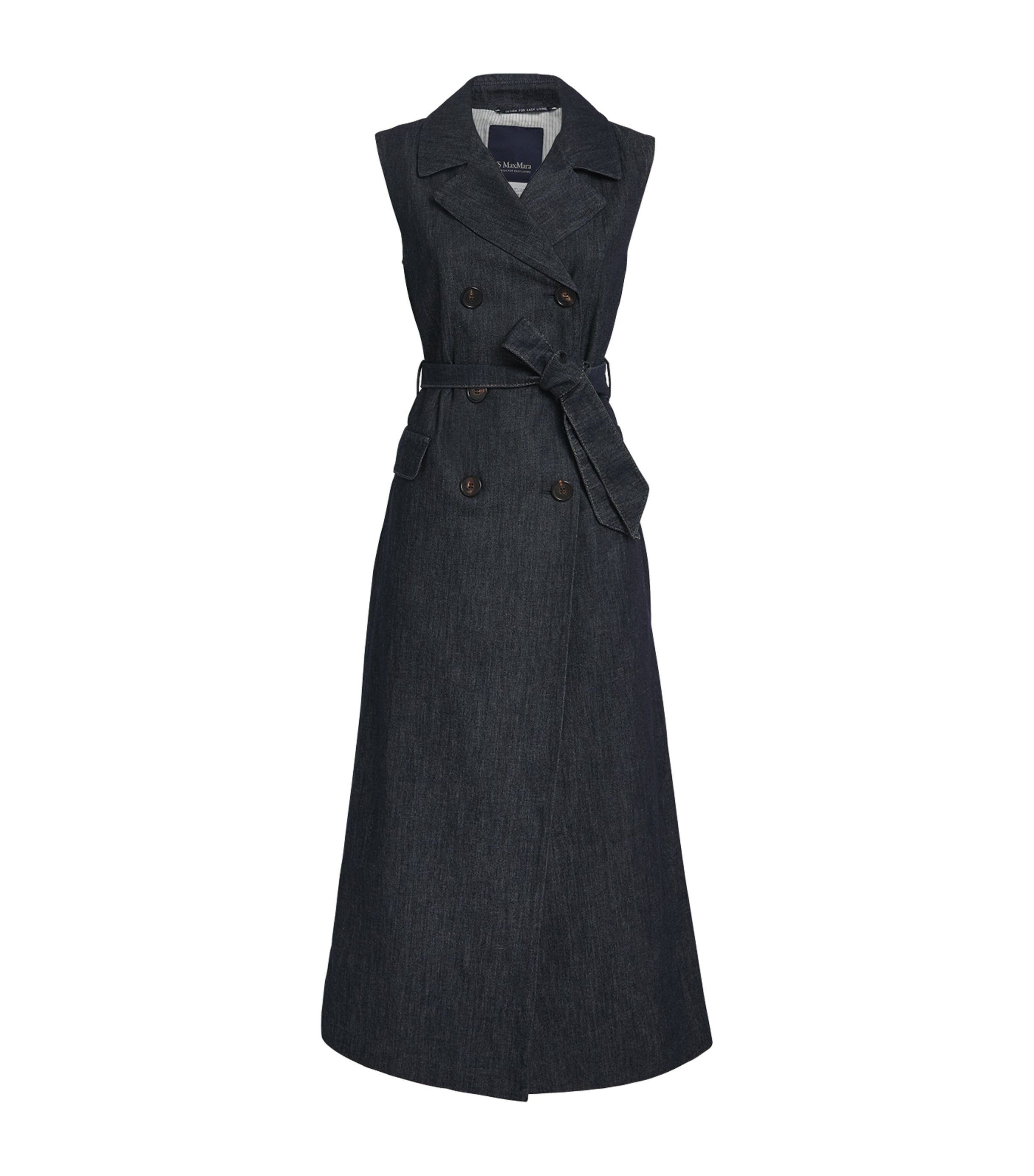 Max Mara Blue Denim Double-Breasted Midi Dress