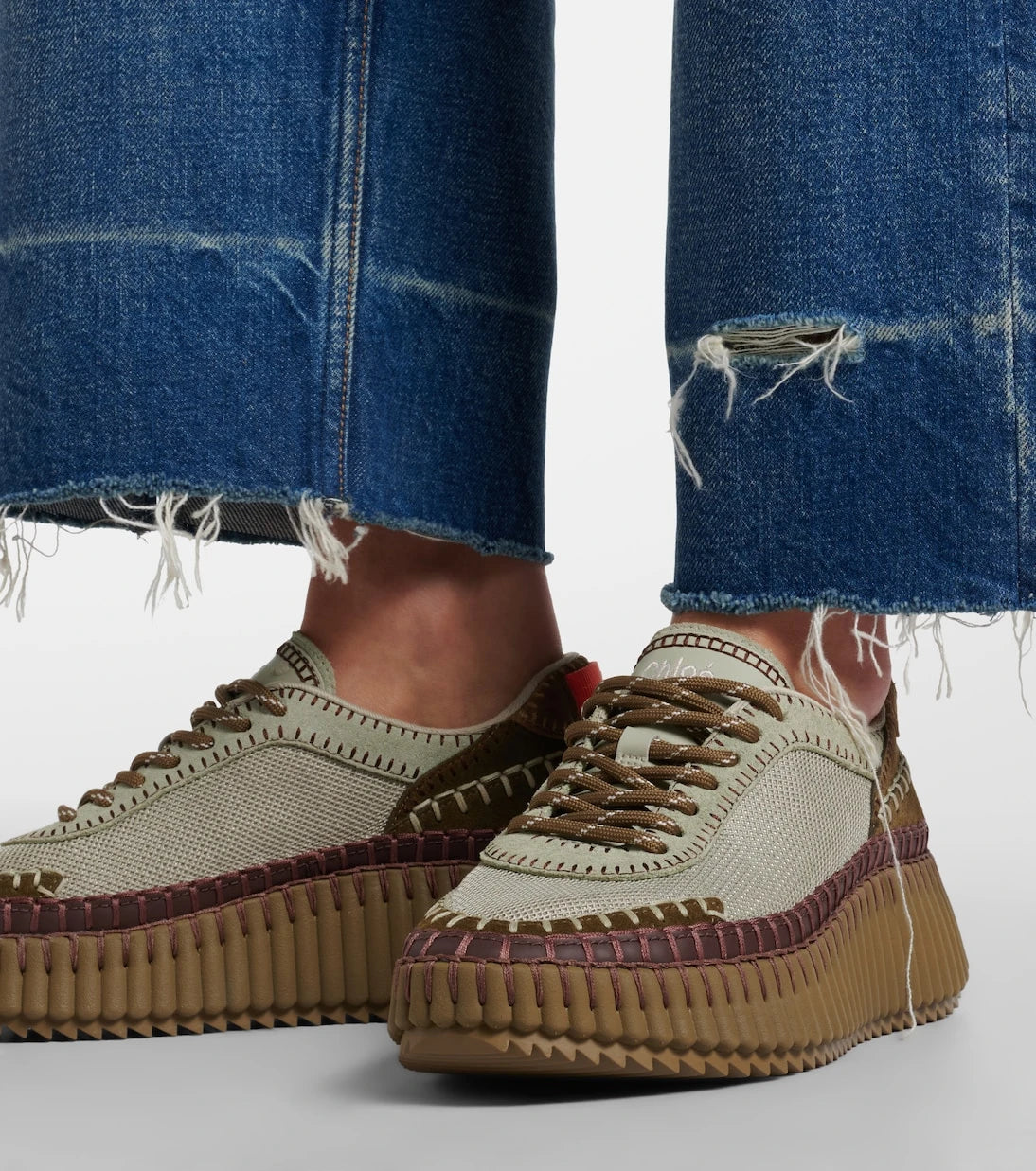 Chloé - Nama leather-trimmed platform sneakers