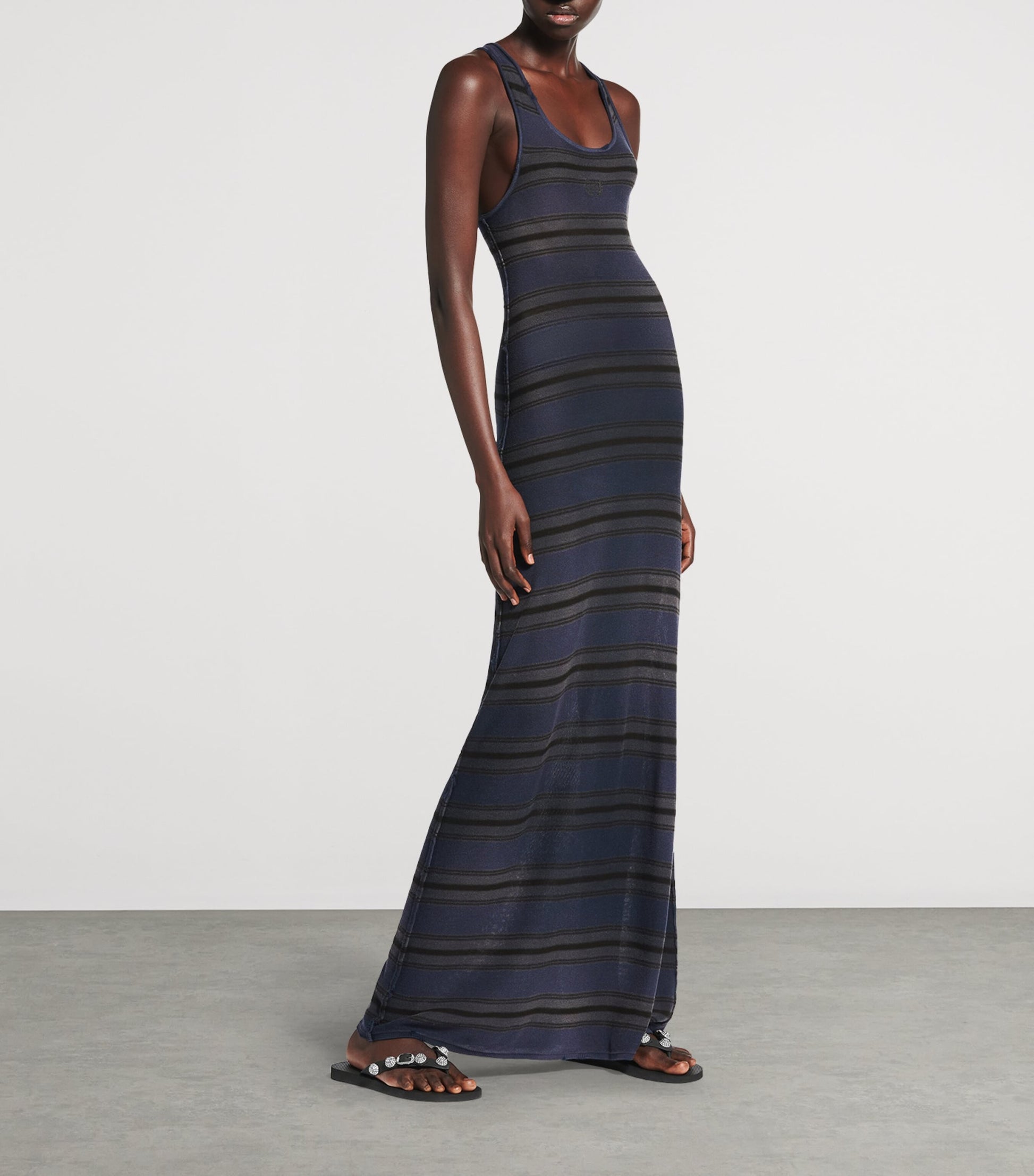 Balenciaga Black Cotton-Blend Tank Top Maxi Dress