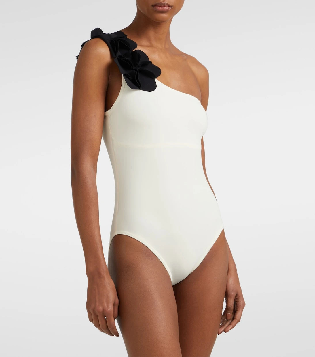 Karla Colletto - Tess floral-appliqué one-shoulder swimsuit
