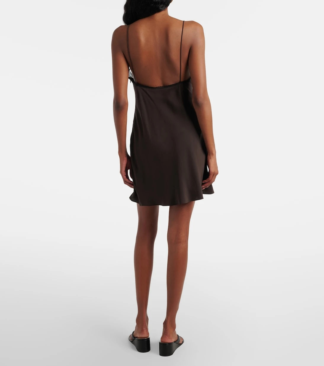 SIR - Lace-trimmed silk minidress