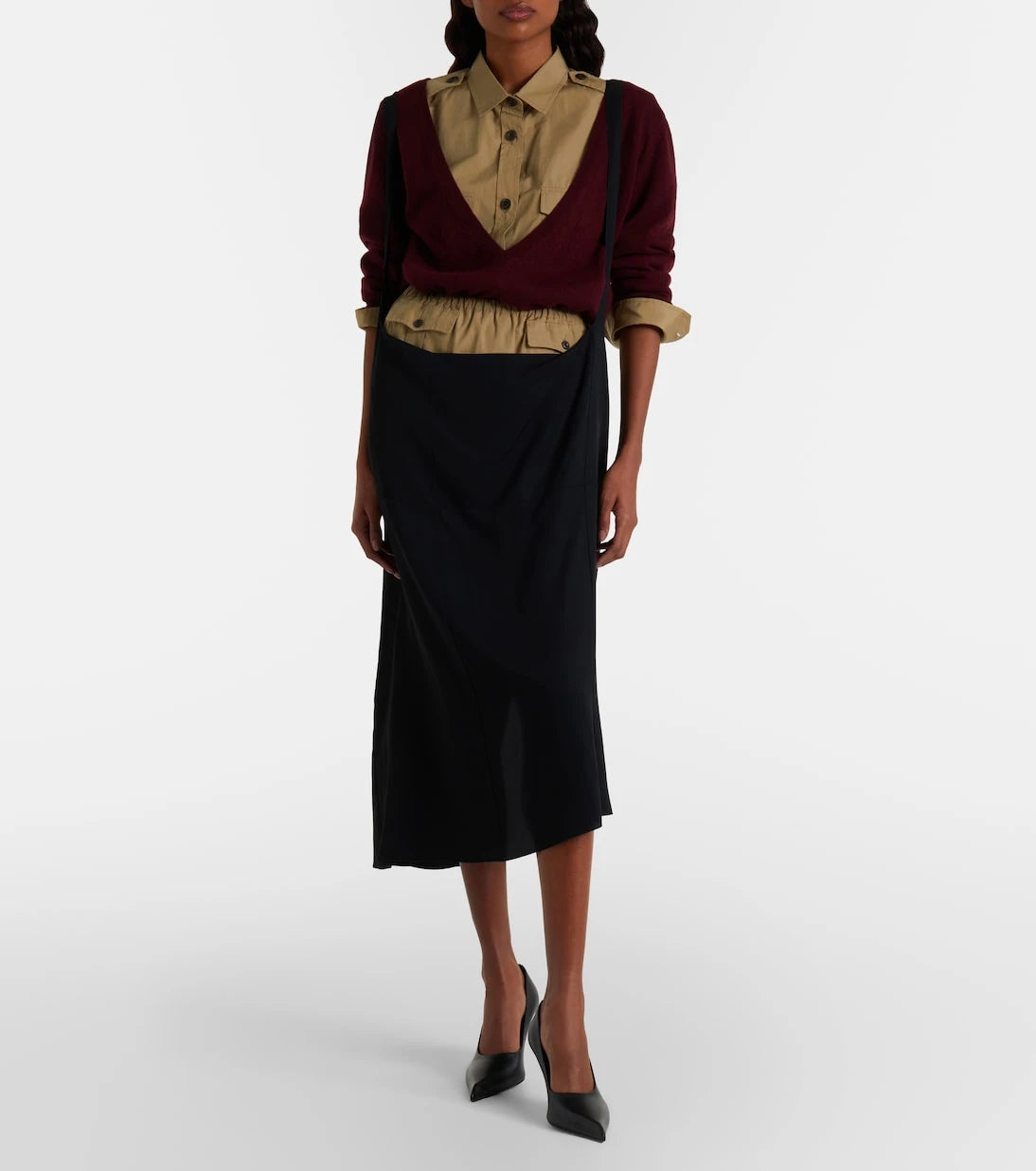 Prada - Crêpe midi skirt