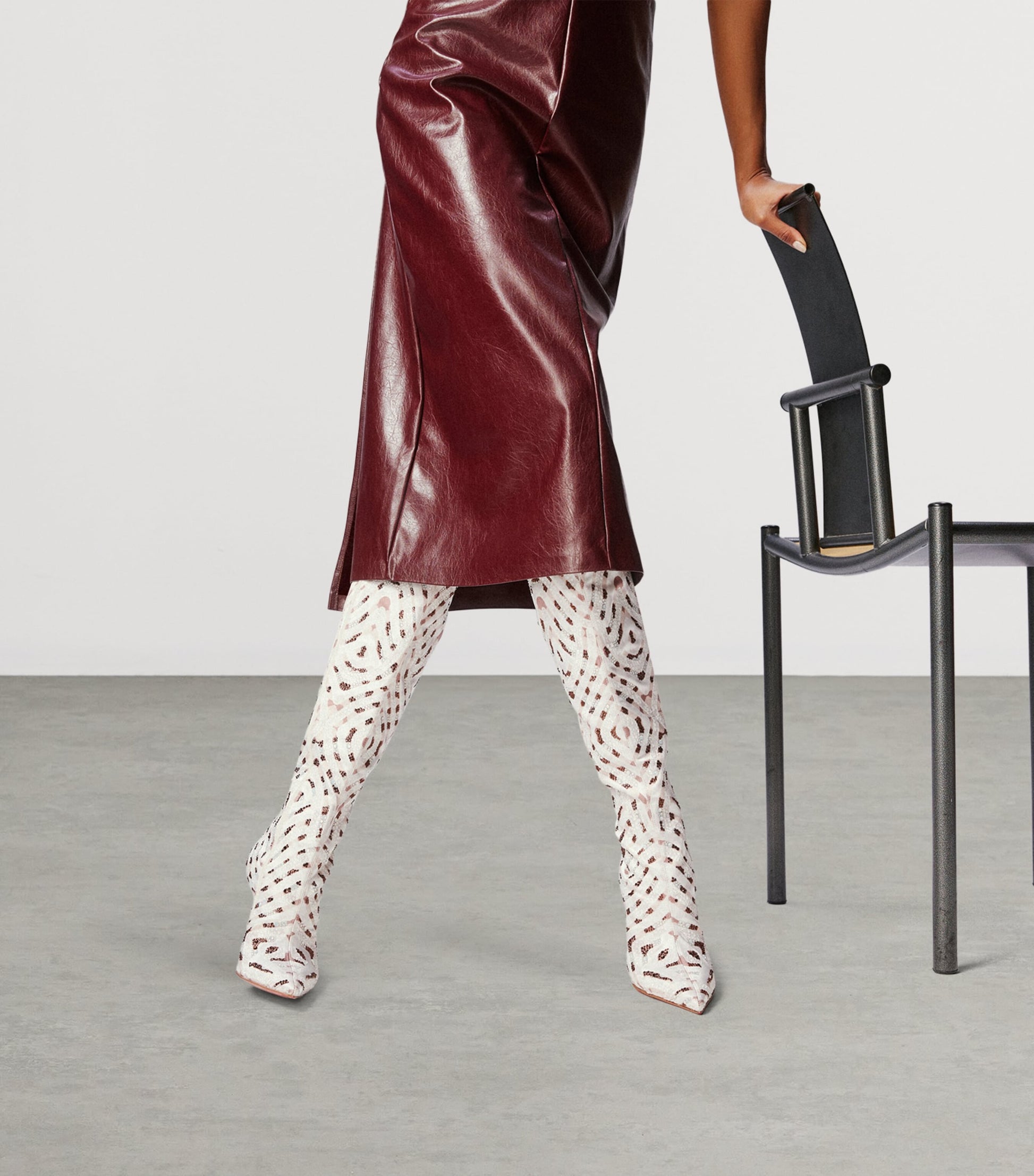 Multi Miss Z Silk Embellished Knee-High Boots 100