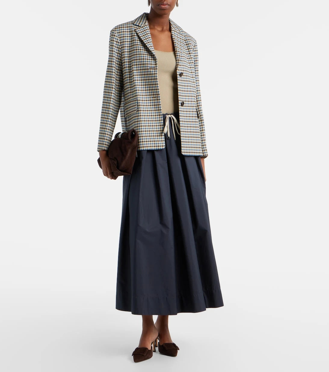 'S Max Mara - Pineta pleated cotton midi skirt