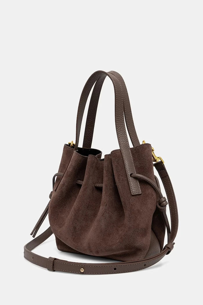 Yuzefi чанта crossbody дамска от кожа MINI SCALLOP
