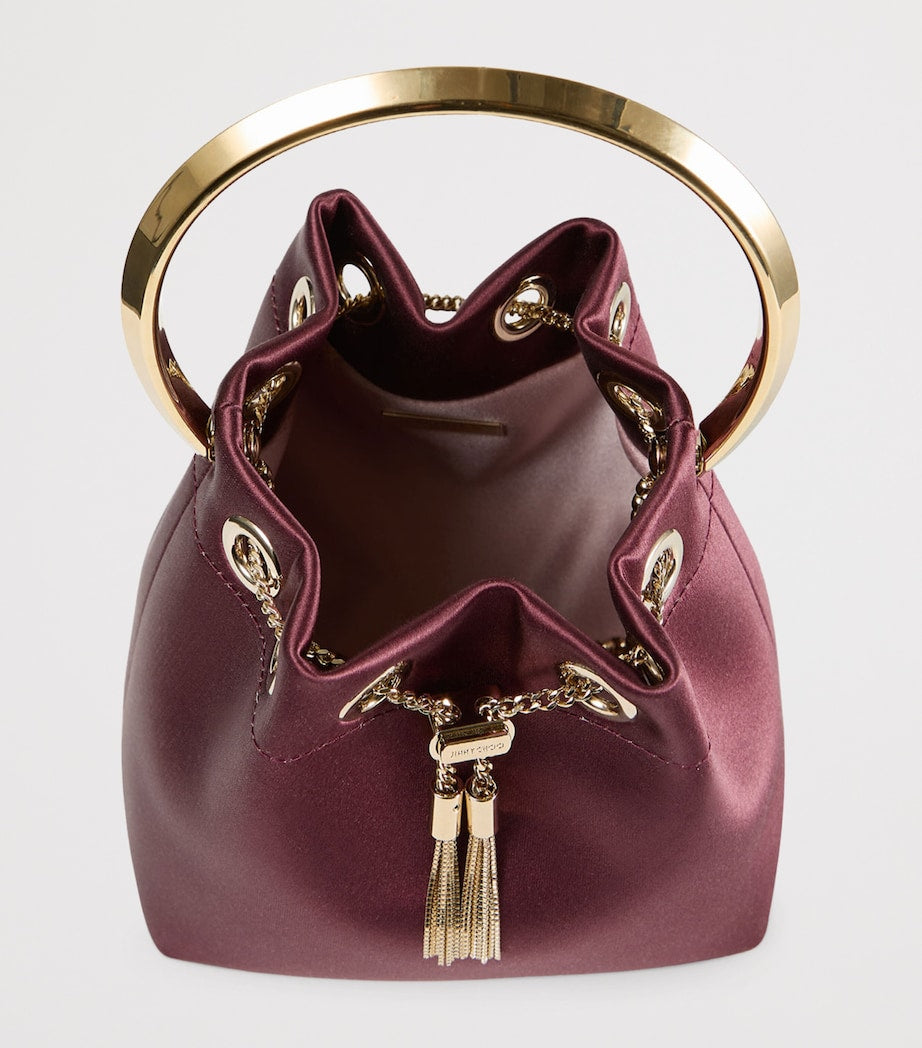 Jimmy Choo Burgundy Satin Bon Bon Top-Handle bag