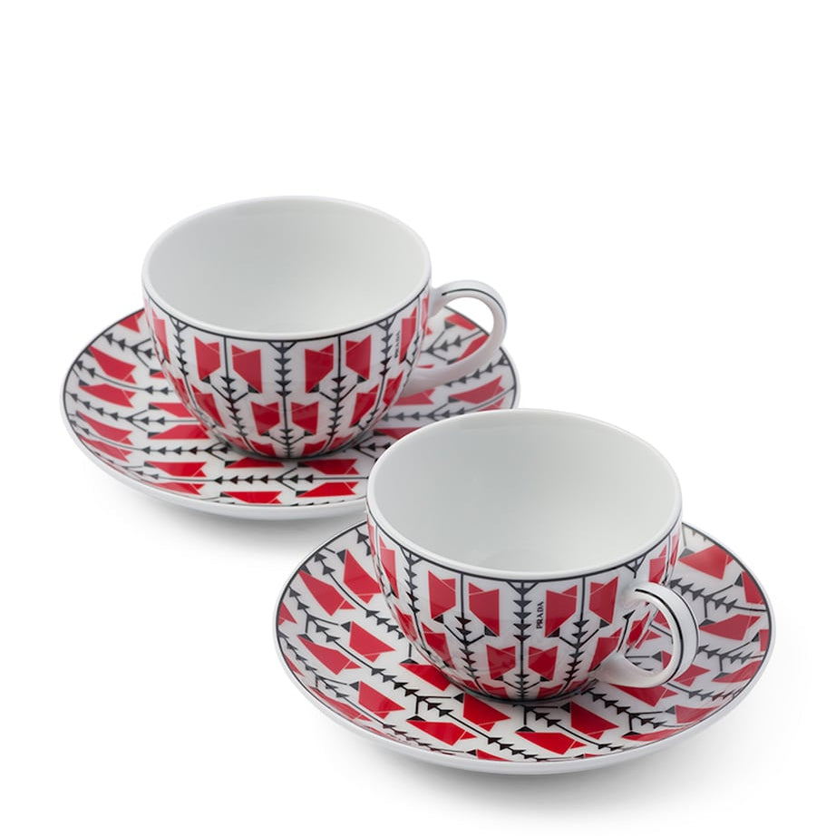 Prada Porcelain Cappuccino Cup and Saucer (Set of 2)