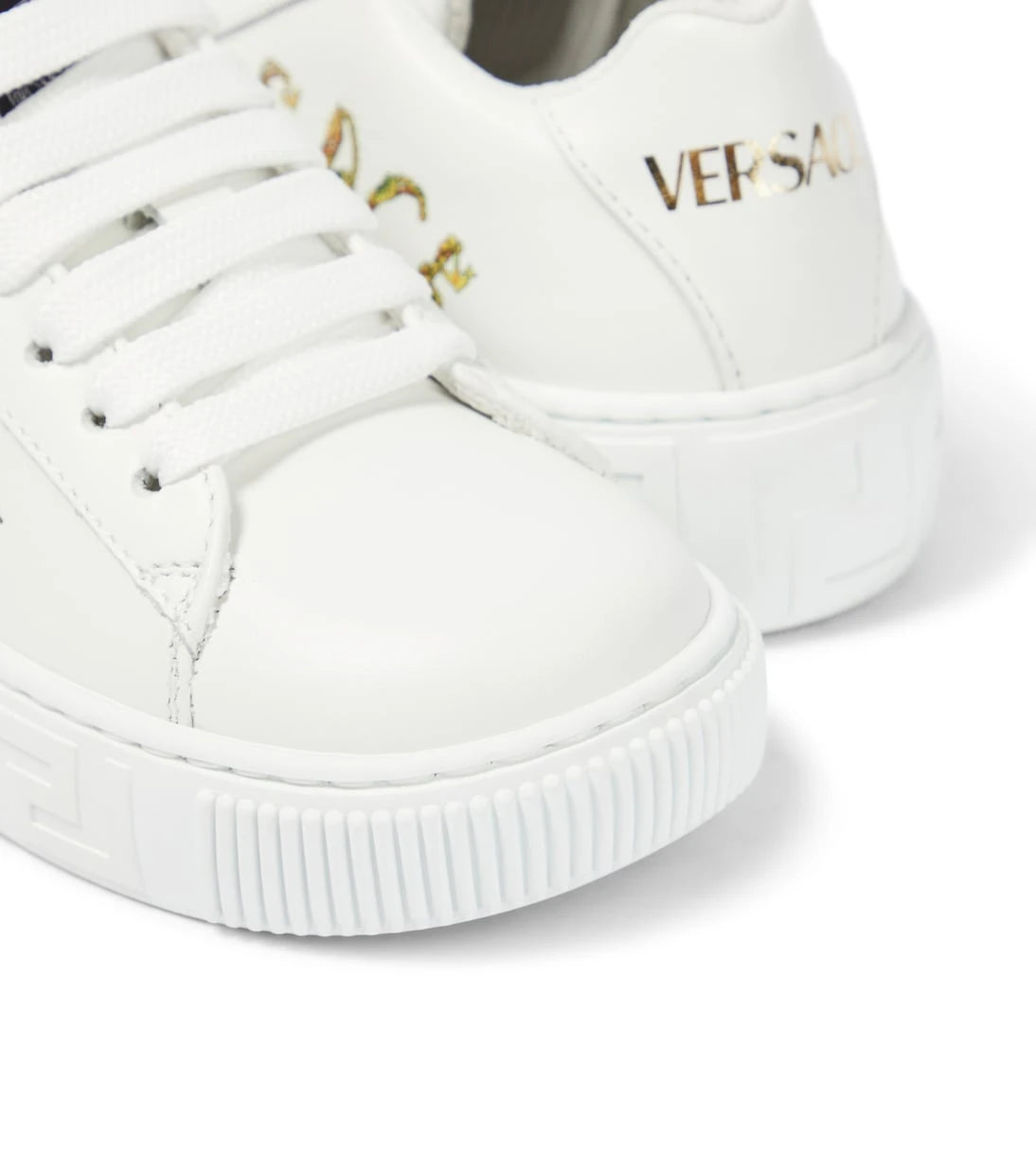Versace Kids - Seashell Baroque leather low-top sneakers