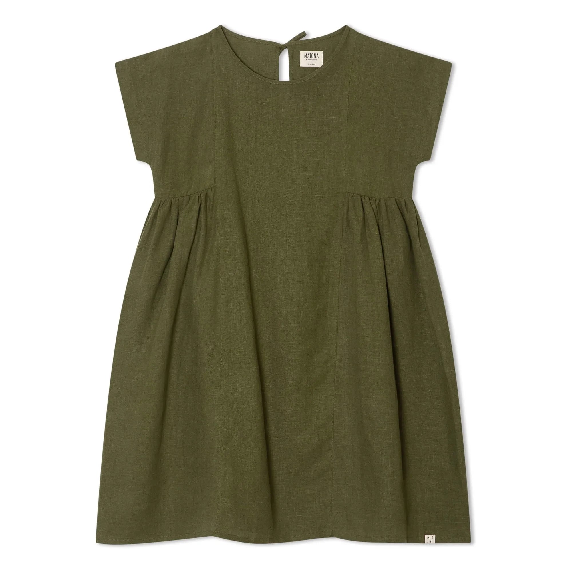 Matona - Boxy Linen Mi-Long Dress | Olive