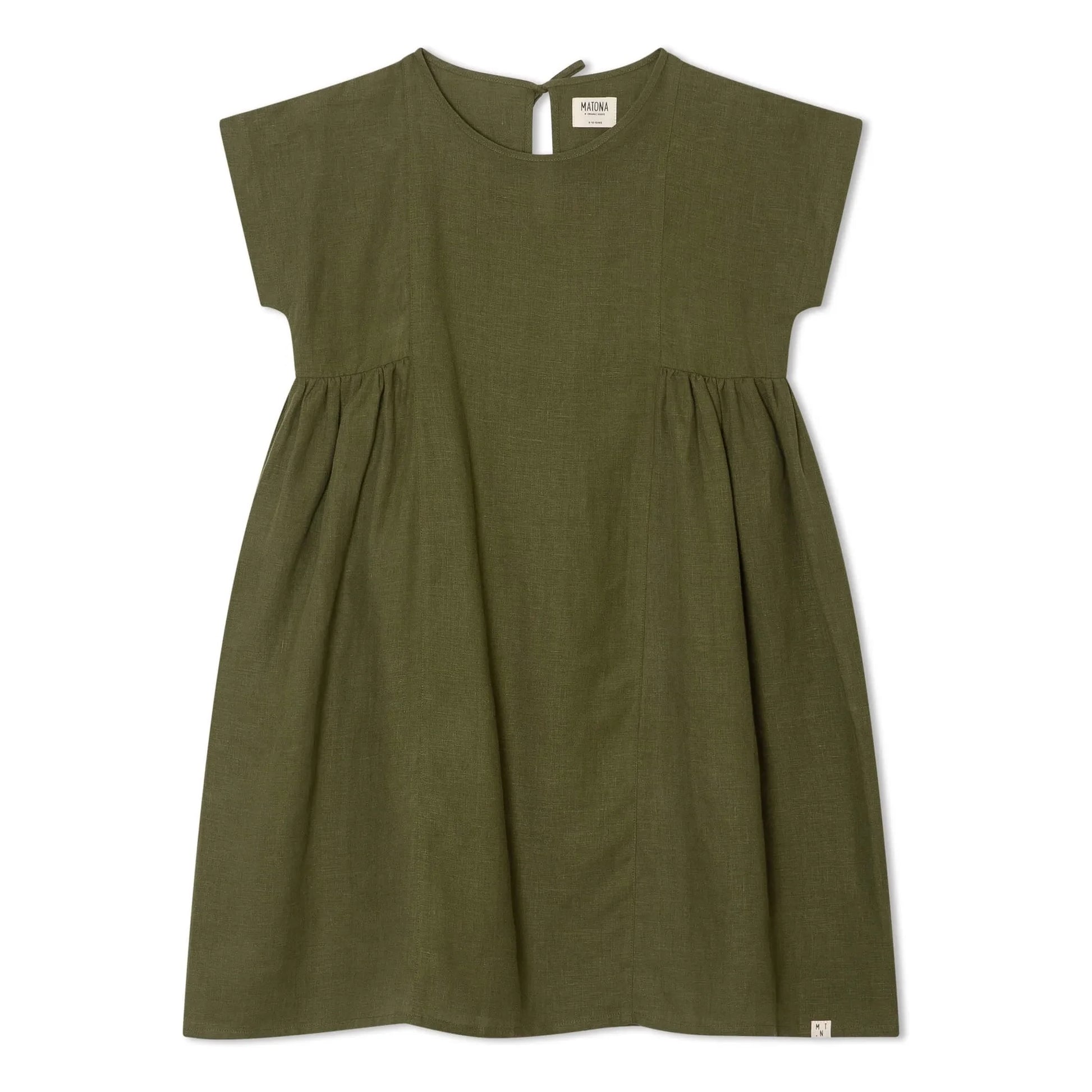 Matona - Boxy Linen Mi-Long Dress | Olive
