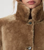 AllSaints Brown Shearling Reversible Serra Coat