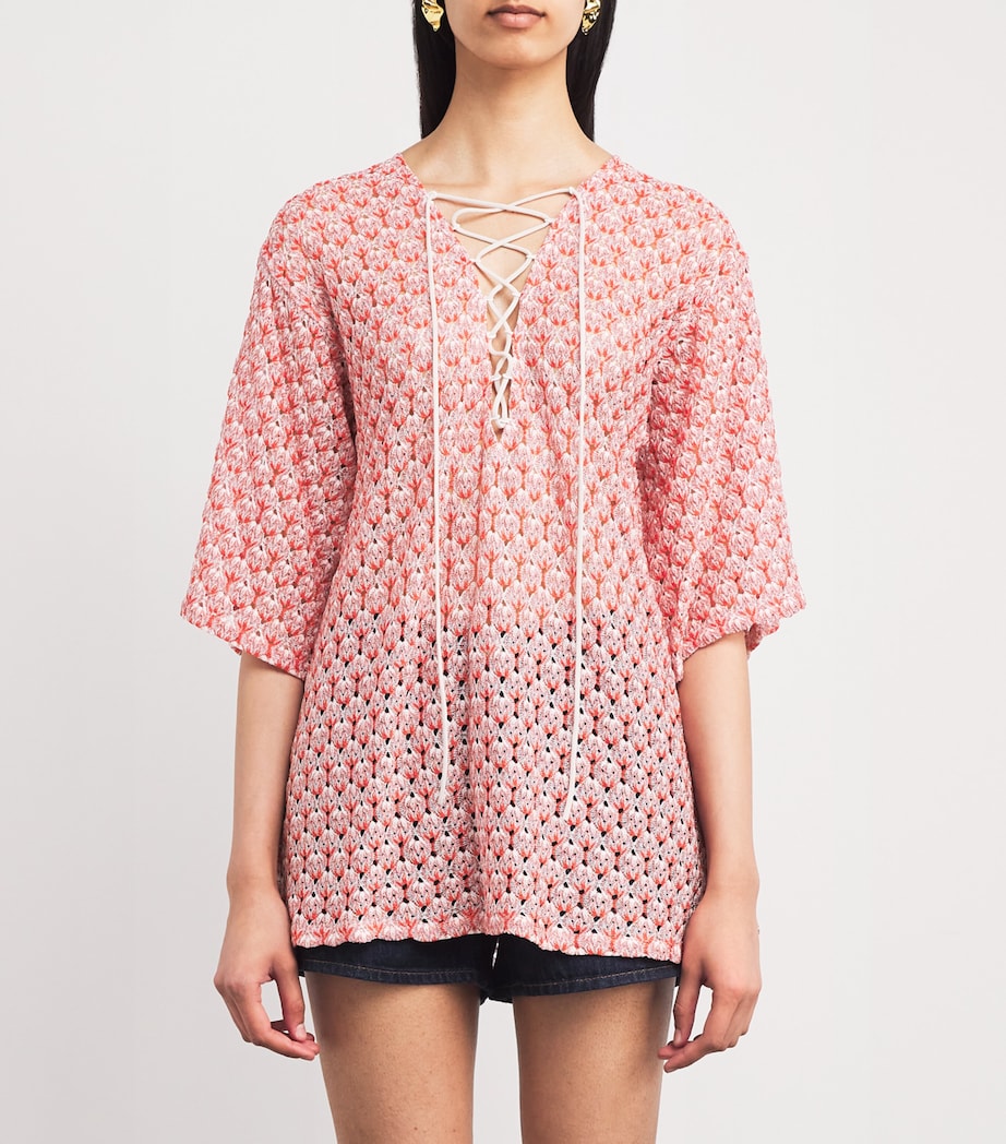 Metallic-Crochet Mini Dress