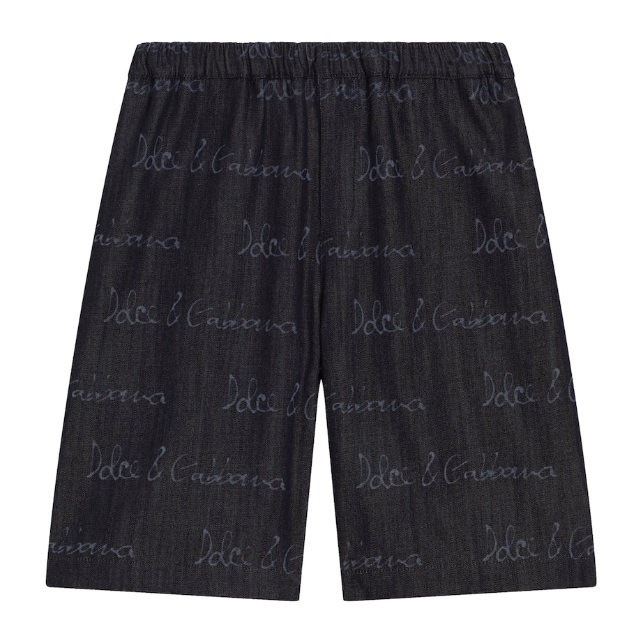 Dolce & Gabbana Kids Denim Logo Bermuda Shorts (8-12+ Years)