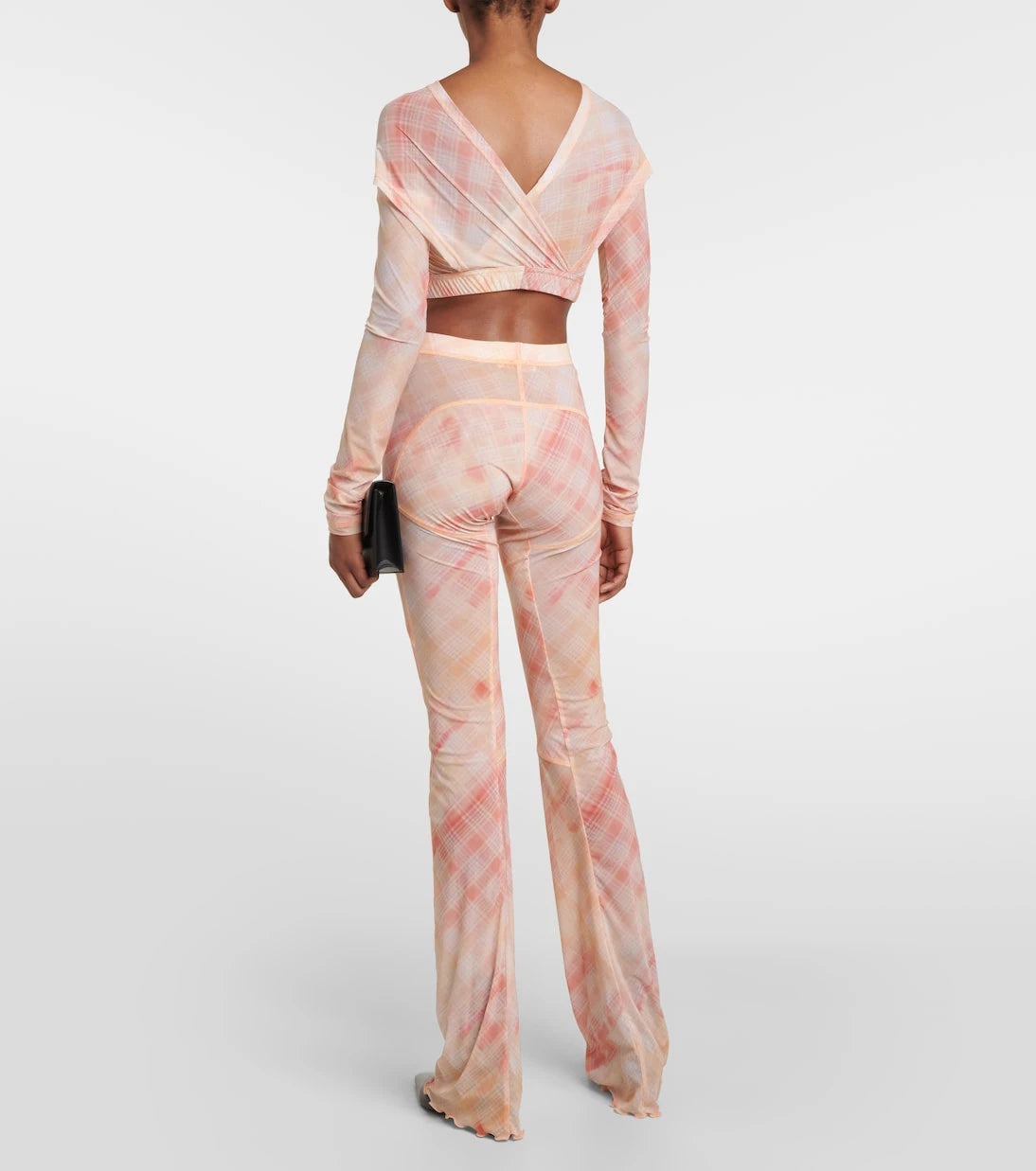 KNWLS - Checked high-rise flared leggings