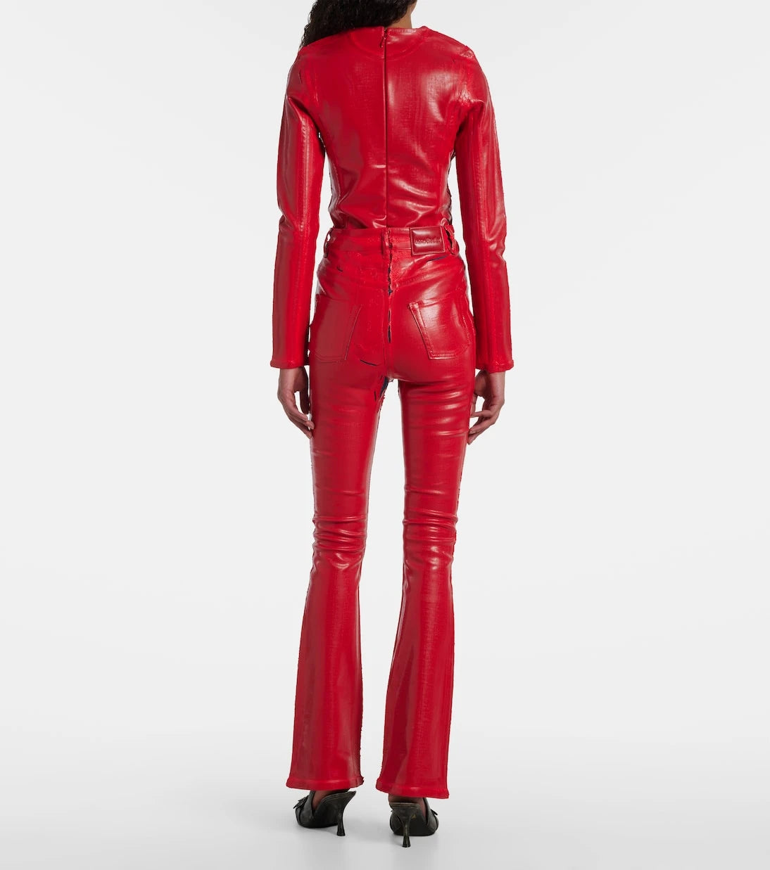Acne Studios - بنطال بورتو واسع الأرجل من مزيج القطن المعالج بنمط مهترئ