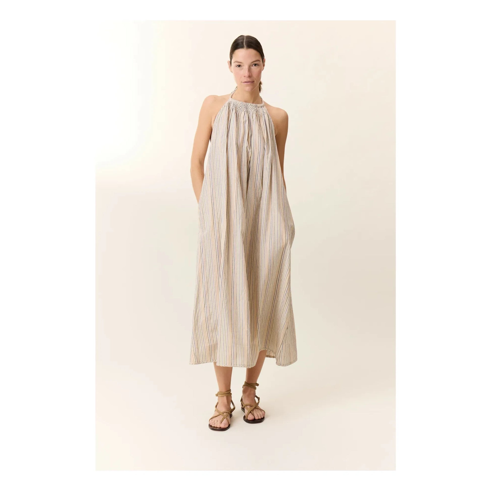 Leon & Harper - Ramik Dress Stripes Organic Cotton | Ecru