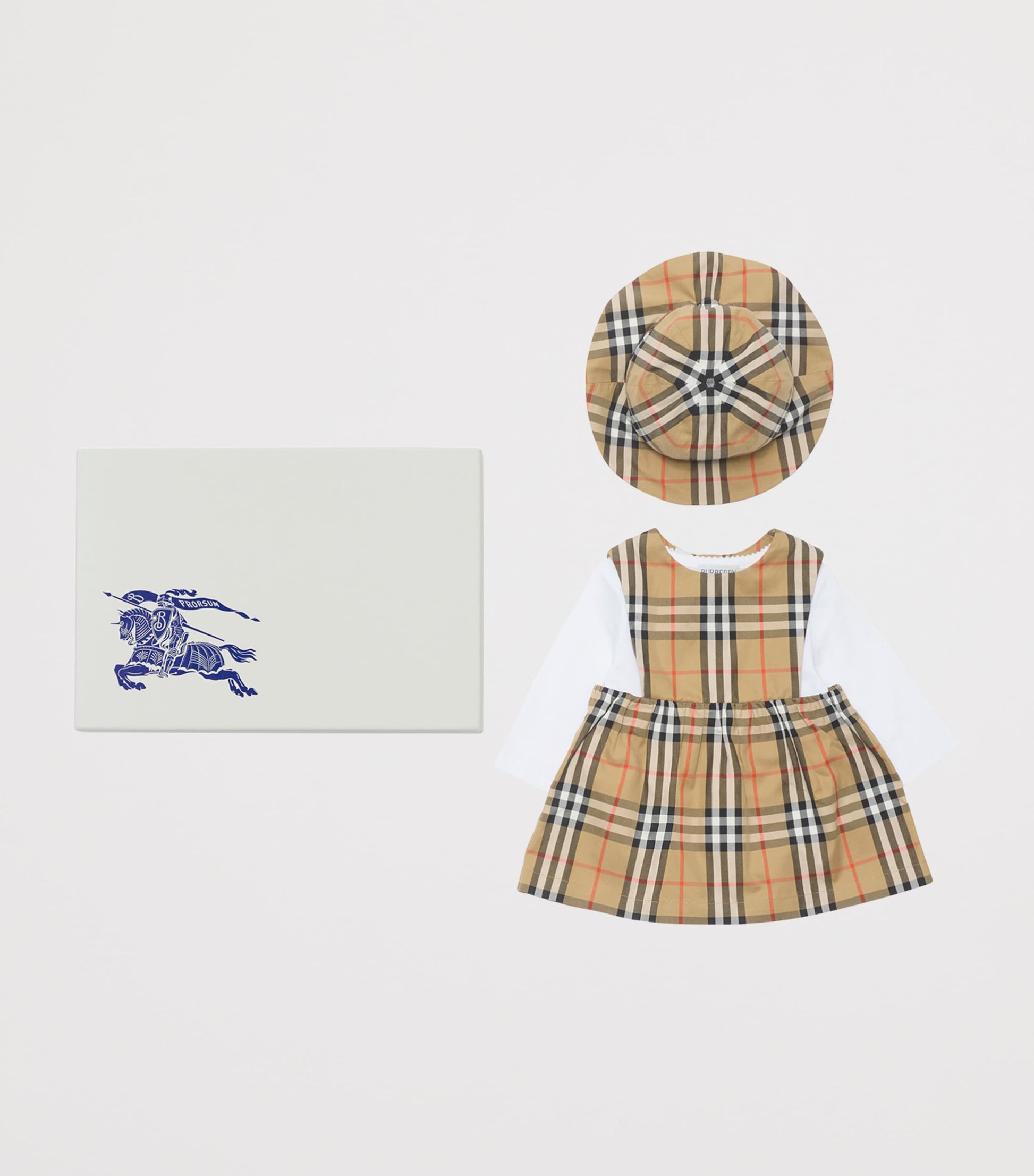 Burberry Kids Stretch-Cotton Bodysuit, Dress and Hat Set (1-18 Months)
